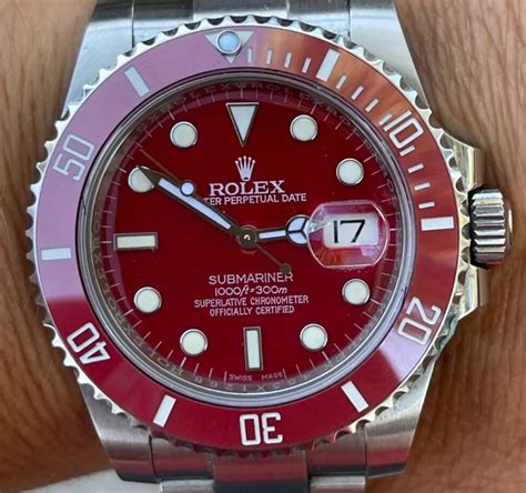 rolex gold red|Rolex red submariner for sale.